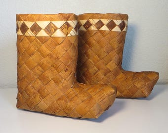 Vintage Hand Woven Birch Boots