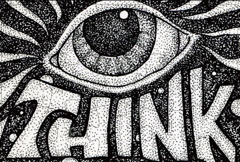 What May Be Drawn With Black-and-white Crossword THINK All Seeing Eye Pen and Ink Magnetic Art Puzzle Black & | Etsy