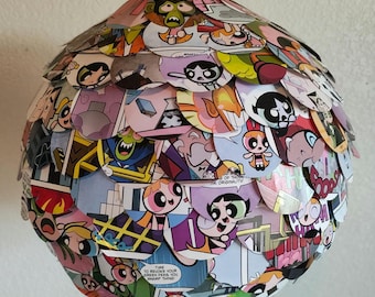 OOAK Power Puff Girls Paper Die Cut Lantern recycled art