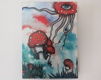 5 x 7 Wrapped Canvas Print of Shape Shifting Shrooms Painting by Kelly Green Art
