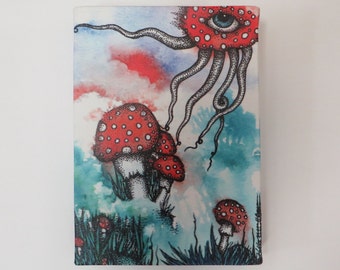 5 x 7 Wrapped Canvas Print of Shape Shifting Shrooms Painting by Kelly Green Art
