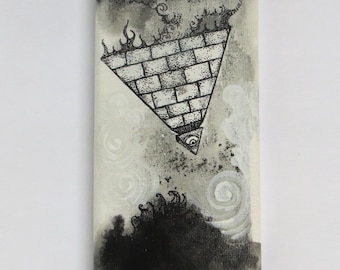 Original Acrylic Painting with pen & ink "Inversion: When The Power Goes Down" Art by Kelly Green
