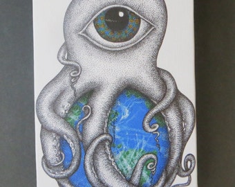 5 x 7 Wrapped Canvas Print of Books on The Octopus Mixed Media by Kelly Green Art