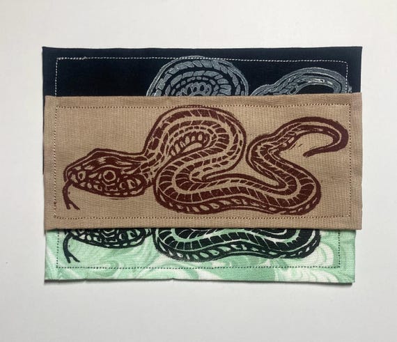 Handmade Linocut patch - Garter Snake