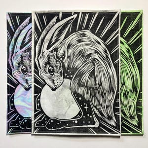 Handgemaakte linosnedepatch - Moon Keeper