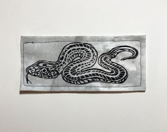 Handmade Linocut patch - Garter Snake