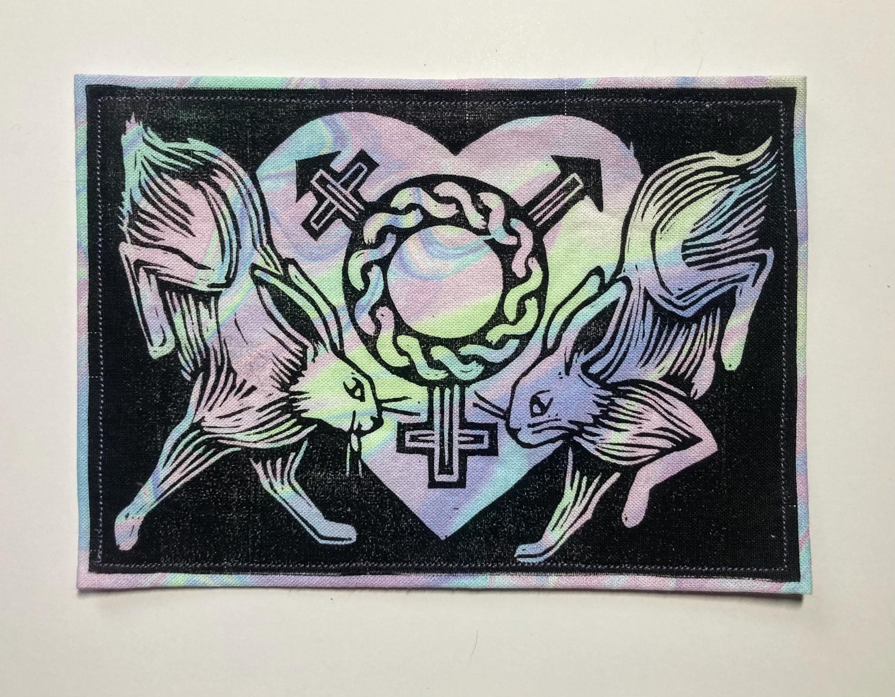 Trans Symbol Patch Handmade Linocut Patch - Trans Symbol / Hares - Etsy