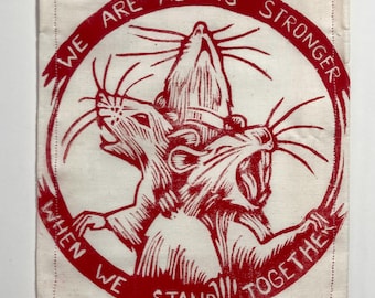Handmade Linocut Patch - Rats