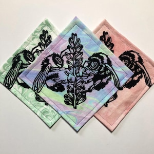 Handmade Linocut patch - Bumble Bees