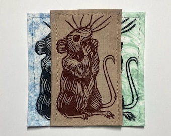 Handmade Linocut Patch - Field Mouse