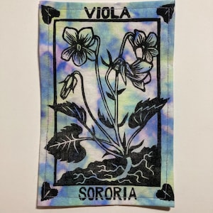 Violet Note Patch Handmade Linocut Patch - Common Blue Violet / Viola Sororia - Etsy