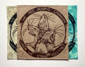Handmade Linocut Patch - Rats