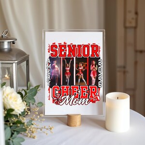 Editable Senior Cheer Mom 2026 PNG Canva frame, custom senior night graduation sublimation design, digital download gift