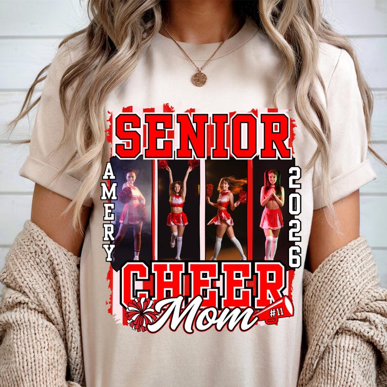 Editable Senior Cheer Mom 2026 PNG Canva frame, custom senior night graduation sublimation design, digital download gift