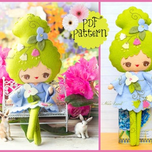 Spring girl. PDF pattern. Felt doll. image 1