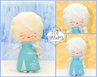 PDF. Elsa. Fairy tale pattern. Plush Doll Pattern, Softie Pattern, Soft felt Toy Pattern.