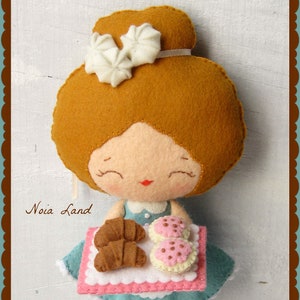 PDF. French bakery girl .Plush Doll Pattern, Softie Pattern, Soft felt Toy Pattern. image 5