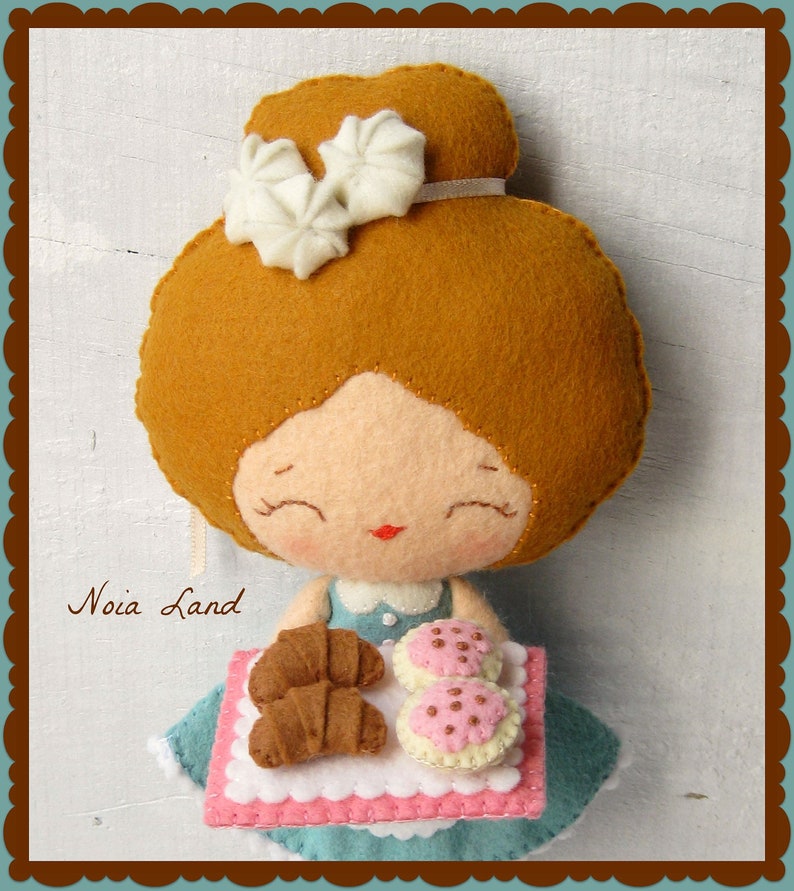 PDF. French bakery girl .Plush Doll Pattern, Softie Pattern, Soft felt Toy Pattern. image 5