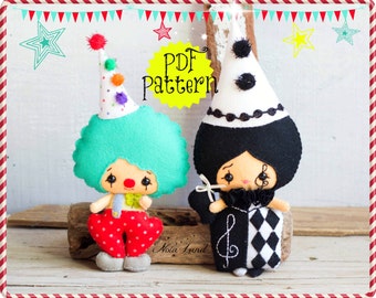 PDF Pattern. Clowns. Plush Doll Pattern