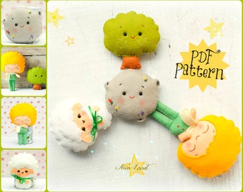 PDF. The tiny prince pattern. Tree Pattern. Asteroid Pattern. Lamb Pattern. Plush Doll Pattern, Softie Pattern, Soft felt Toy Pattern.