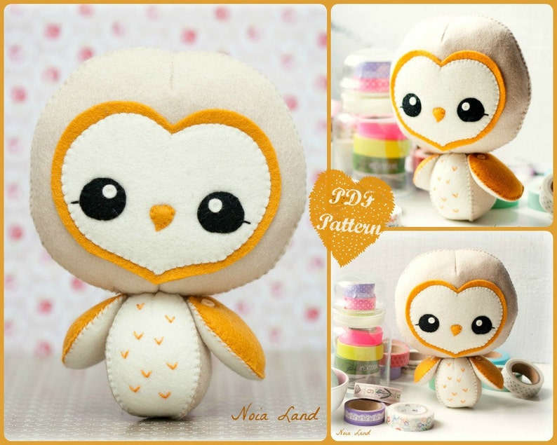 PDF. Barn owl.  Softie Pattern, Soft felt Toy Pattern. 