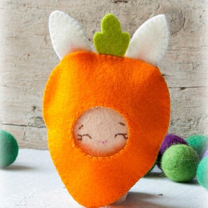 PDF. Bunny baby with carrot costume. Plush Doll Pattern, Softie Pattern, Soft felt Toy Pattern. image 4