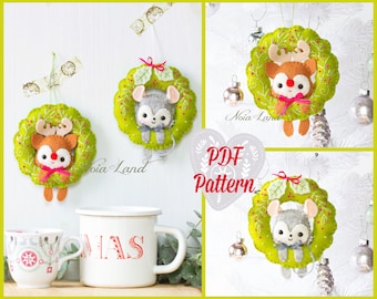 Christmas Wreaths: Mouse and Rudolph (PDF Pattern)