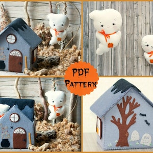 Pdf pattern. Ghost house. Softie Pattern, Soft felt Toy Pattern.