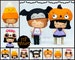 PDF Pattern. Halloween dolls with hats: Mexican skull, vintage pumpkin, candy corn and bat hats. 