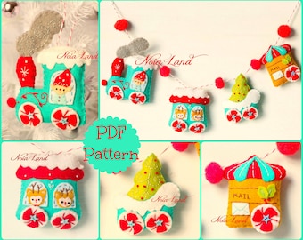 Christmas train garland. (PDF Pattern)