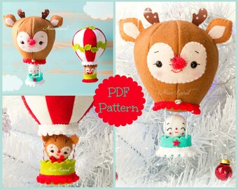 PDF Pattern. Christmas balloons. Rudolph and the Snowman.