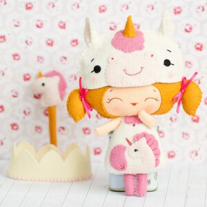 PDF Baby unicorn princess doll. Plush Doll Pattern, Softie Pattern, Soft felt Toy Pattern. image 5