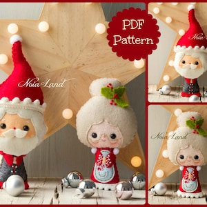 Santa and Mrs. Santa Tree ornaments. Cute Christmas (PDF Pattern)