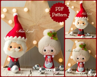 Santa and Mrs. Santa Tree ornaments. Cute Christmas (PDF Pattern)