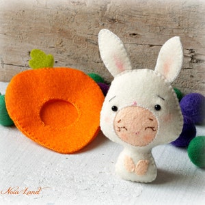 PDF. Bunny baby with carrot costume. Plush Doll Pattern, Softie Pattern, Soft felt Toy Pattern. image 3