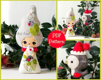 PDF Pattern. Holly fairy and Christmas Robin