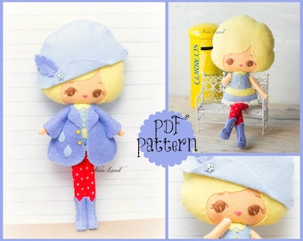 PDF. Sweet girl pattern. Plush Doll Pattern, Softie Pattern, Soft felt Toy Pattern.