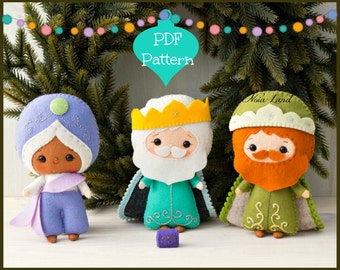 PDF Pattern. Three Wise Men. Three kings: Melchior, Caspar and Balthasar. Christmas Nativity set.