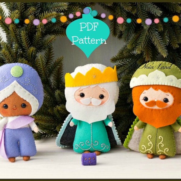 PDF Pattern. Three Wise Men. Three kings: Melchior, Caspar and Balthasar. Christmas Nativity set.