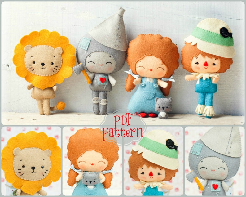 PDF. The wizard of Oz pattern. Fairy tale pattern. Plush Doll Pattern, Softie Pattern, Soft felt Toy Pattern. image 1