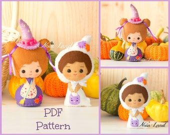 Ghost and witch: Trick or treat children pattern (PDF Pattern)