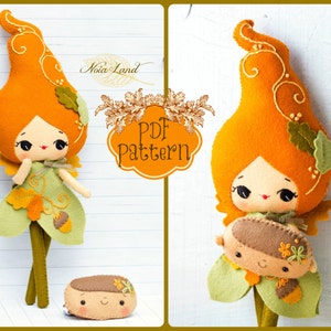 PDF. Autumn fairy doll. Plush Doll Pattern, Softie Pattern, Soft felt Toy Pattern.