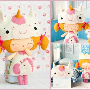 PDF Baby unicorn princess doll. Plush Doll Pattern, Softie Pattern, Soft felt Toy Pattern. image 2