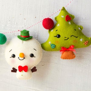 PDF Pattern. Christmas garland with Rudoph, Snowmen and Christmas tree. image 3