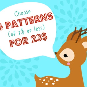 Choose 4 PDF Patterns (of 7 dolars or less) for 23 dolars