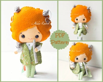 Pied Piper of Hammelin. PDF pattern. Felt doll.