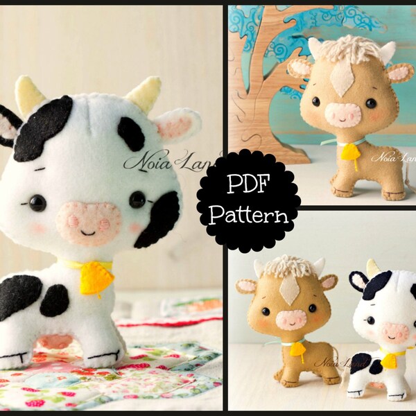 Felt Cow Pattern Etsy