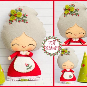 PDF Pattern. Mrs. Santa with a Christmas tree image 1