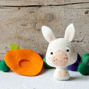 PDF. Bunny baby with carrot costume. Plush Doll Pattern, Softie Pattern, Soft felt Toy Pattern. image 2