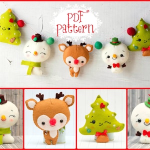 PDF Pattern. Christmas garland with Rudoph, Snowmen and Christmas tree. image 1